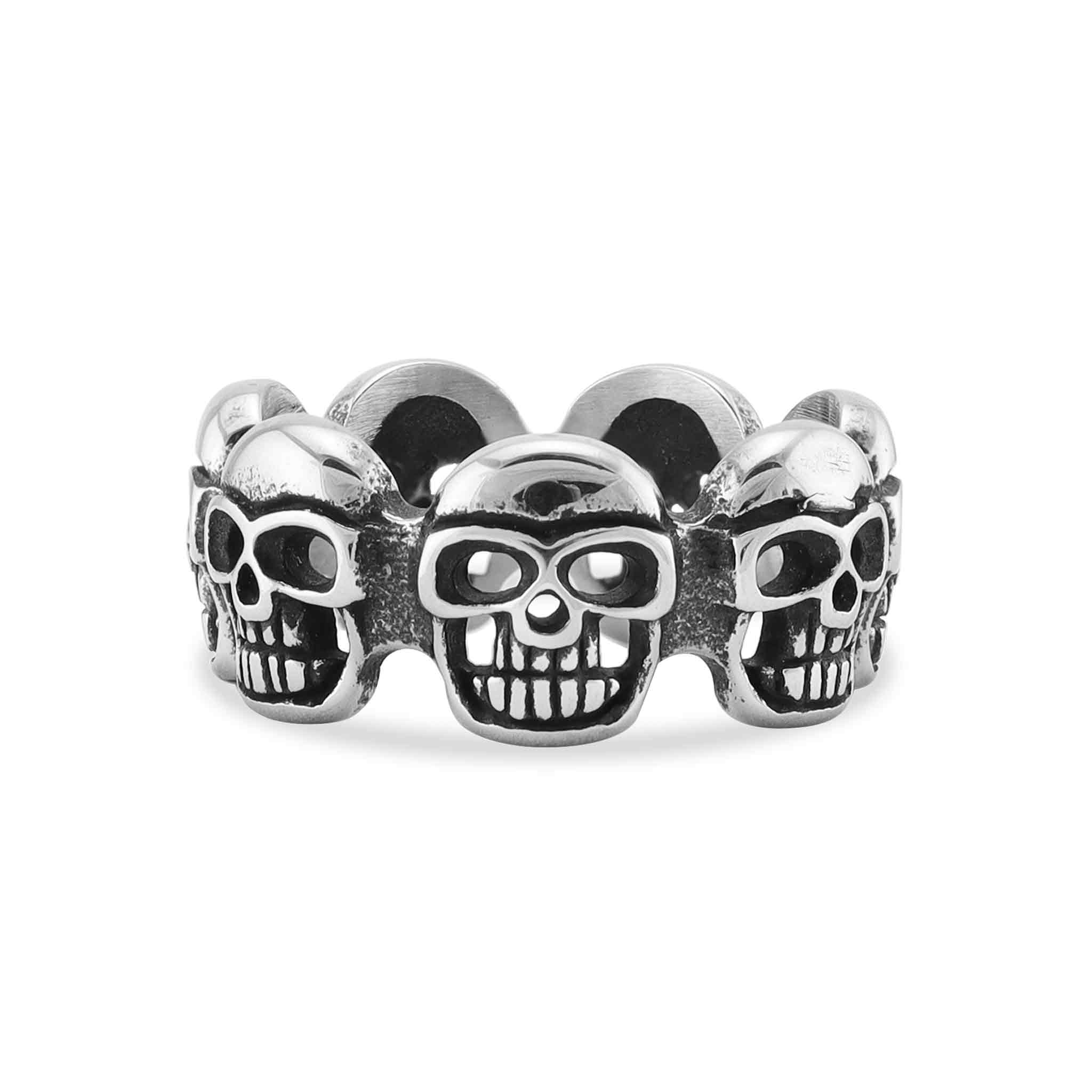 Anillo de declaración con múltiples calaveras de acero inoxidable: 7