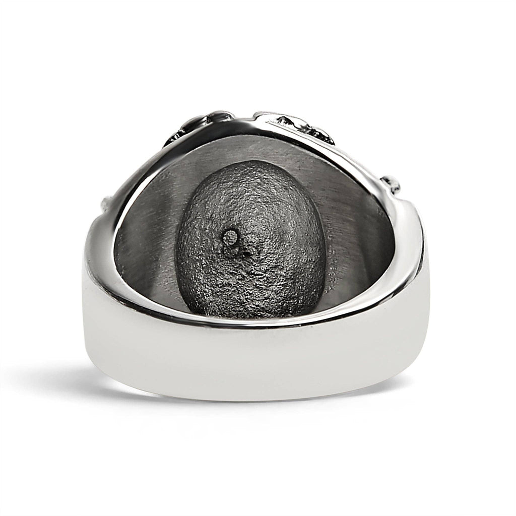 Anillo de acero inoxidable con forma de calavera con detalle pulido: 8