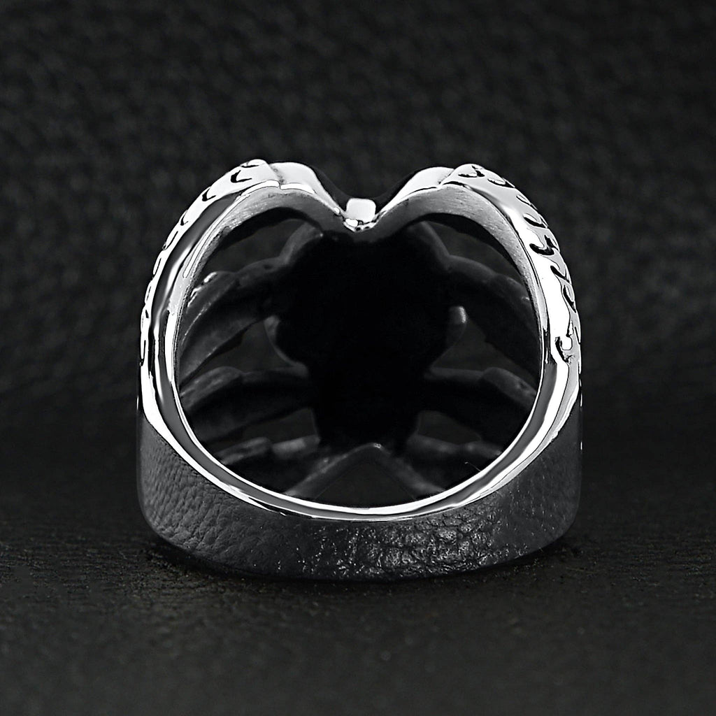 Anillo de acero inoxidable con forma de calavera con forma de circonita cúbica roja: 10
