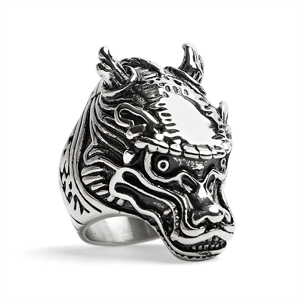 Anillo con cabeza de dragón oriental de acero inoxidable: 10