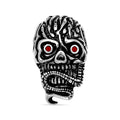 Calavera de circonita cúbica roja de acero inoxidable con colgante de serpiente