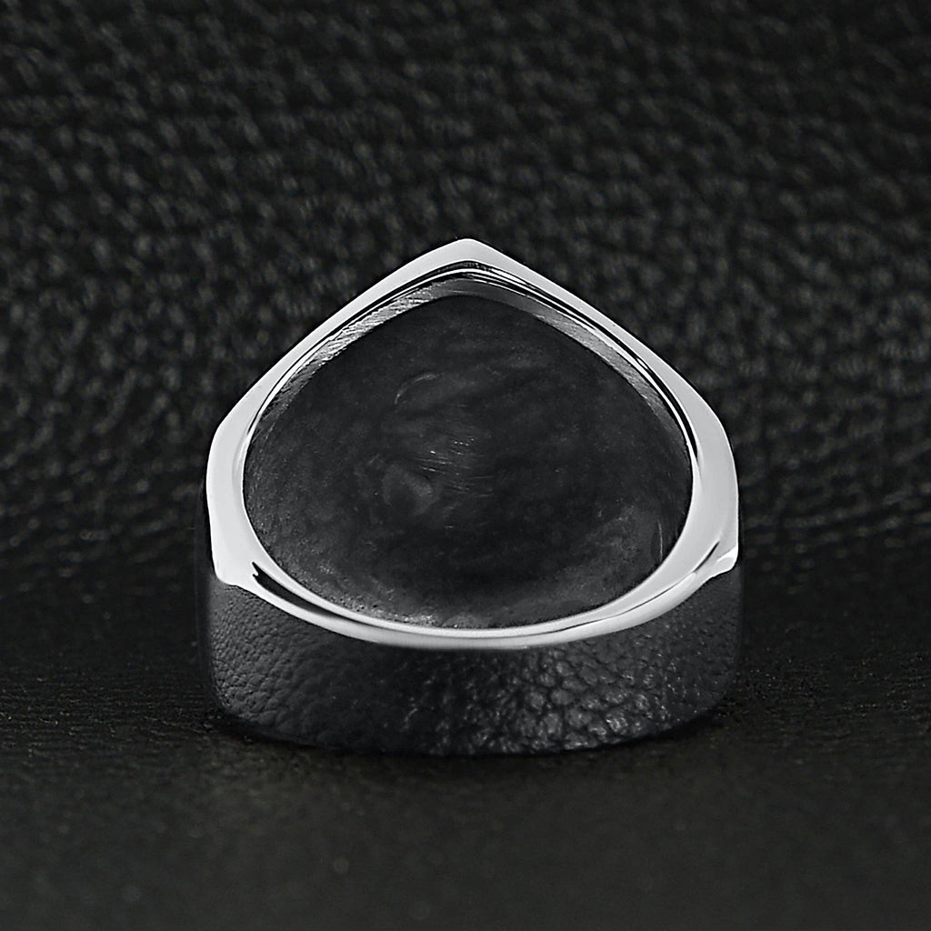 Anillo de sello Lucky «7" de acero inoxidable con detalles en forma de calavera: 9