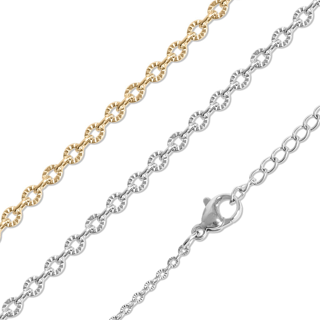 Collar cadena ovalada estriada de acero inoxidable: Acero inoxidable / 20+2"