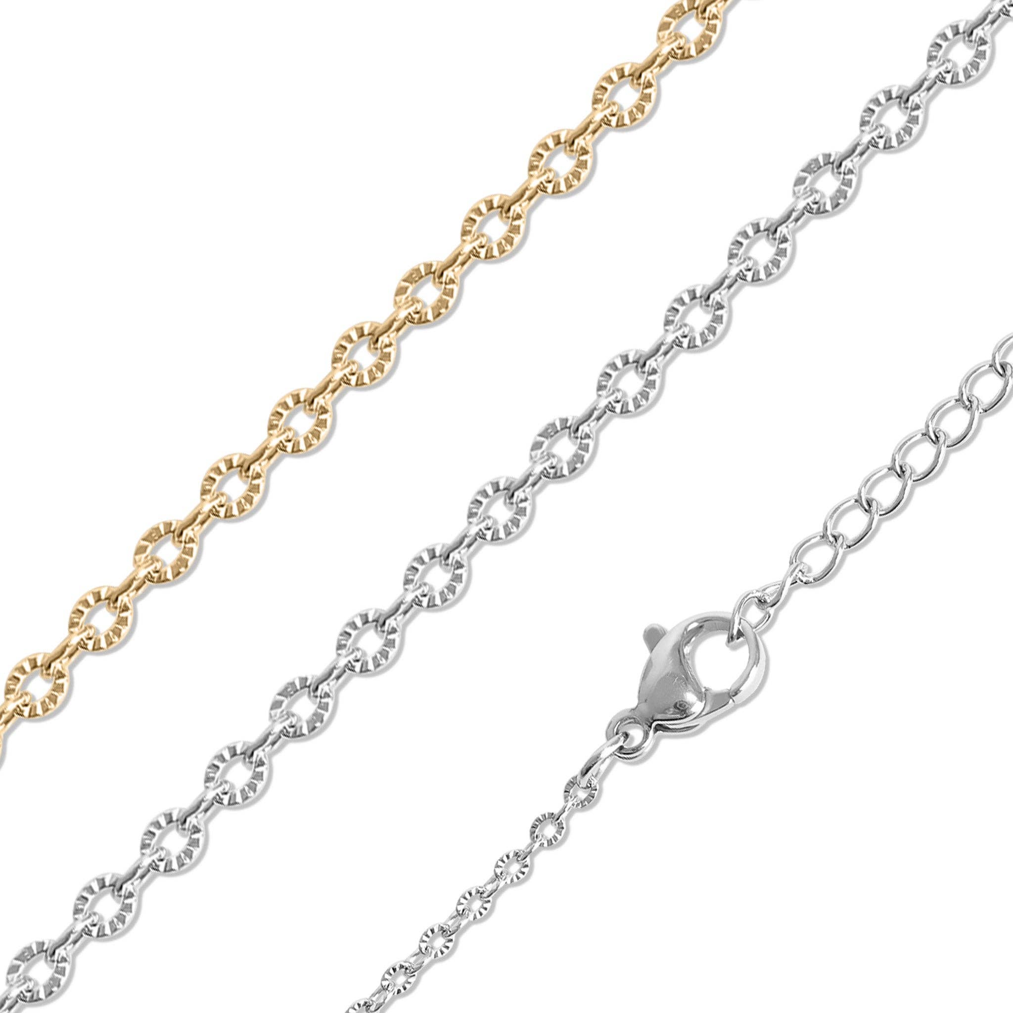 Collar cadena ovalada estriada de acero inoxidable: Acero inoxidable / 20+2"