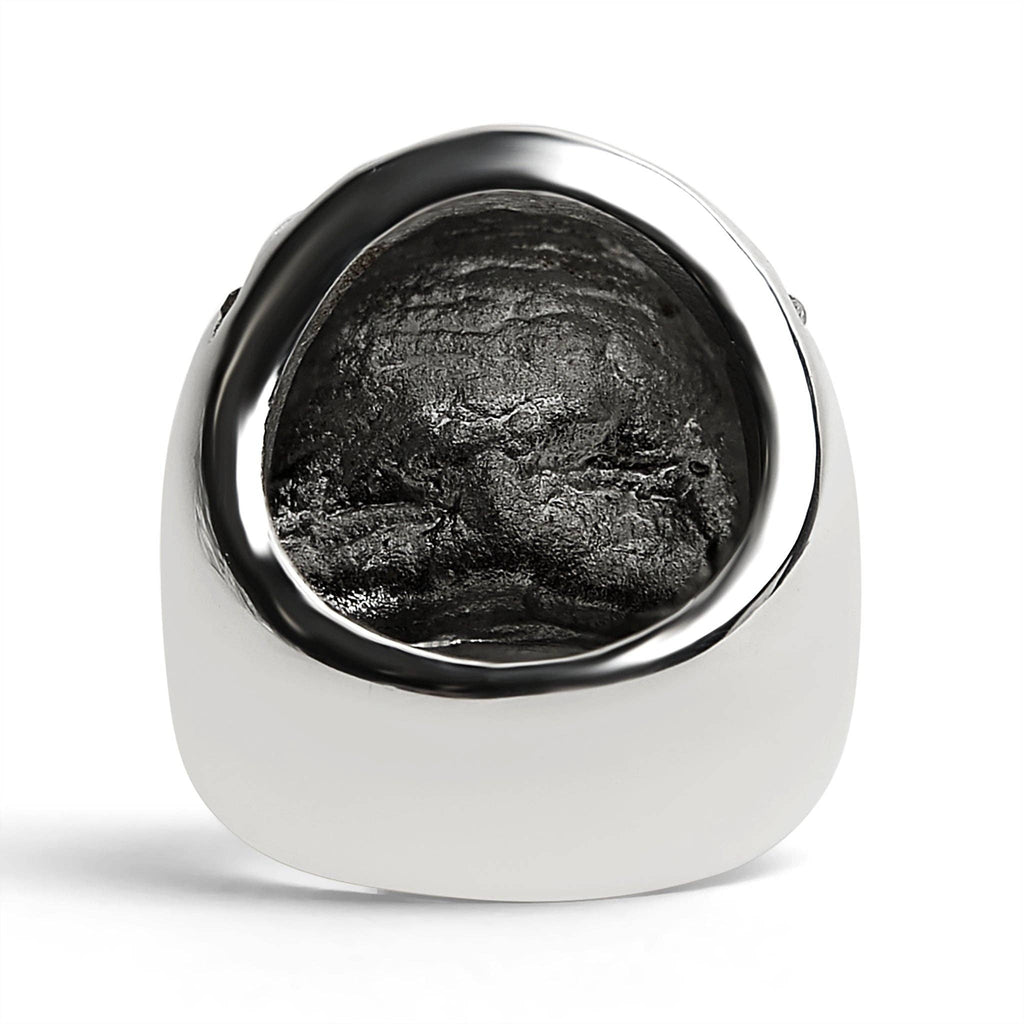 Calavera negra de acero inoxidable con circonita cúbica y anillo con bandera del Reino Unido con circonita cúbica transparente: 10