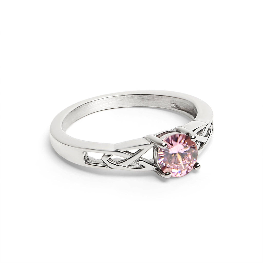 Anillo céltico con piedra de nacimiento de circonita cúbica en acero inoxidable: Julio / 9