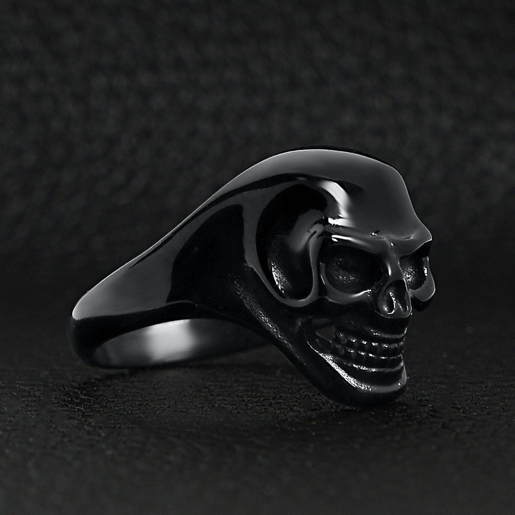 Anillo de acero inoxidable con forma de calavera negra: 5
