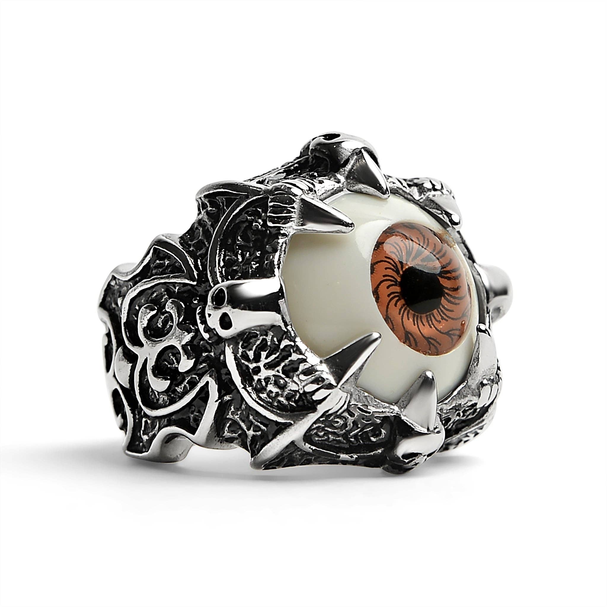 Anillo Gótico con Garra y Ojo Marrón: 13