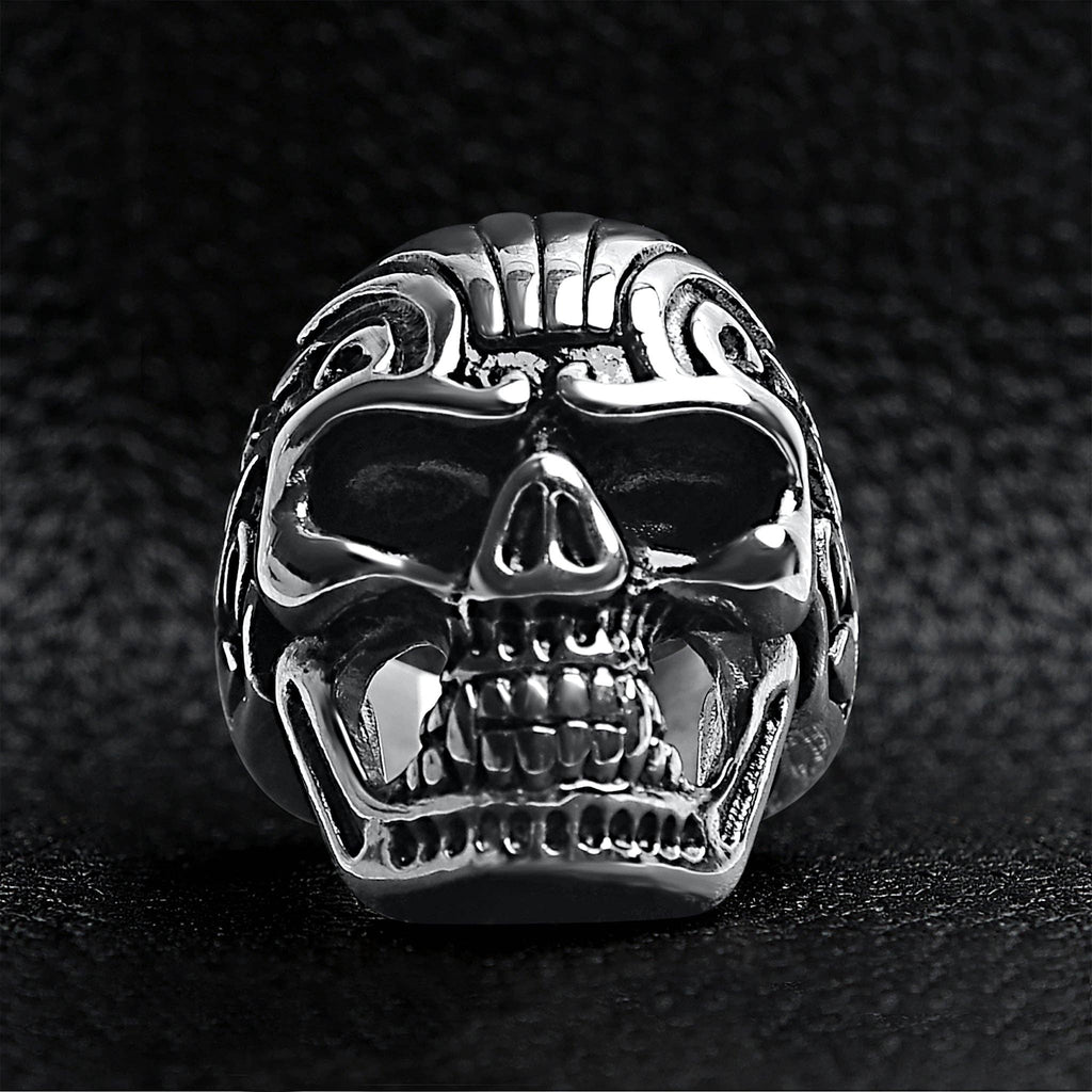 Anillo de Calavera Detallado de Acero Inoxidable: 9