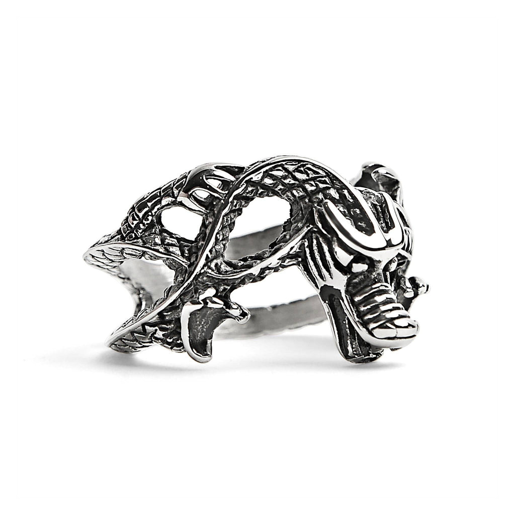 Anillo de dragón oriental de acero inoxidable: 14