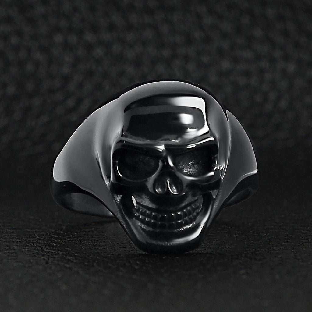Anillo de acero inoxidable con forma de calavera negra: 5