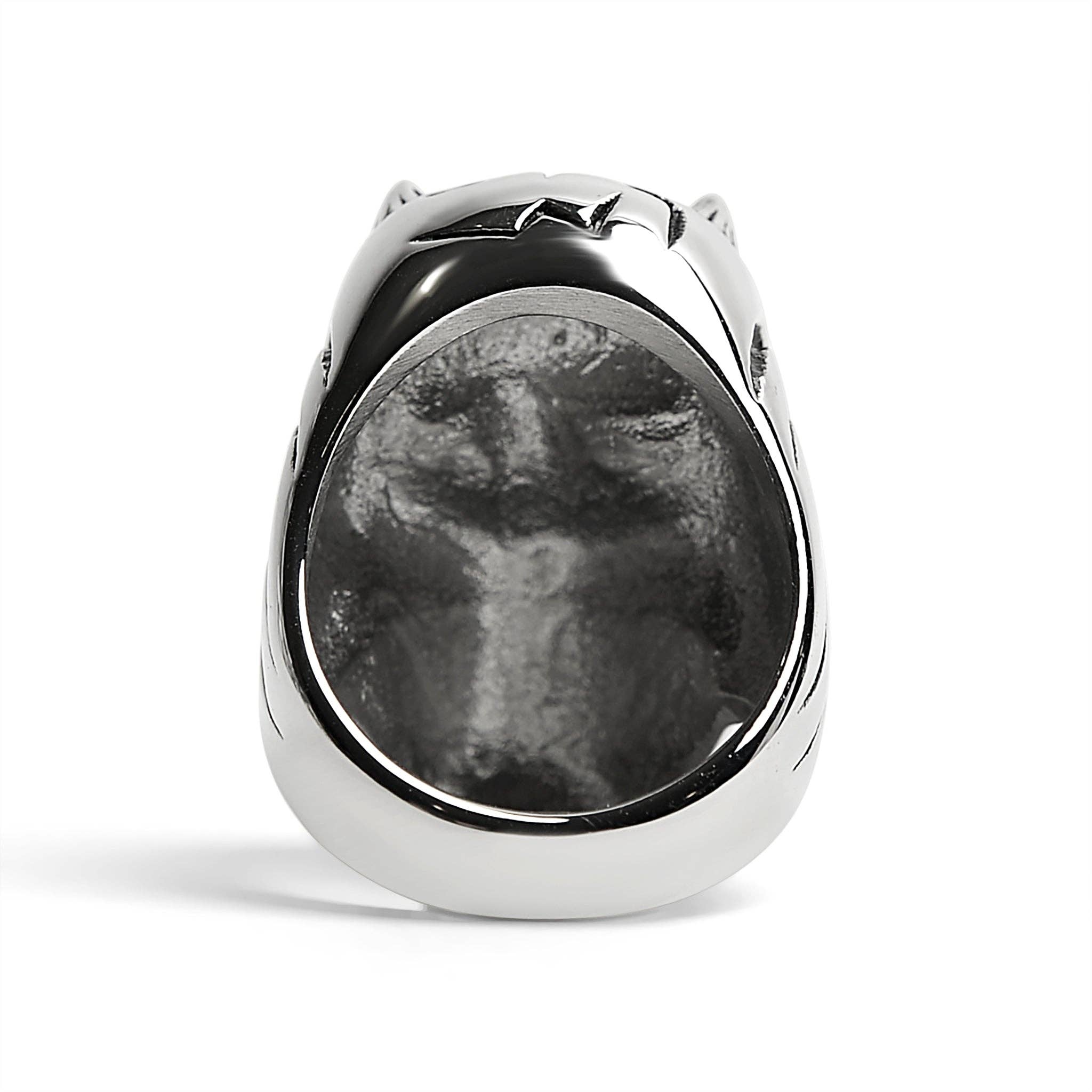 Anillo de cigarro de acero inoxidable con forma de calavera de diablo con circonita cúbica roja para fumar en oro de 18 quilates con revestimiento de PVD: 10