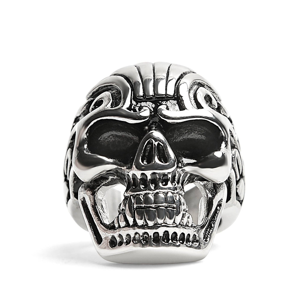 Anillo de Calavera Detallado de Acero Inoxidable: 9