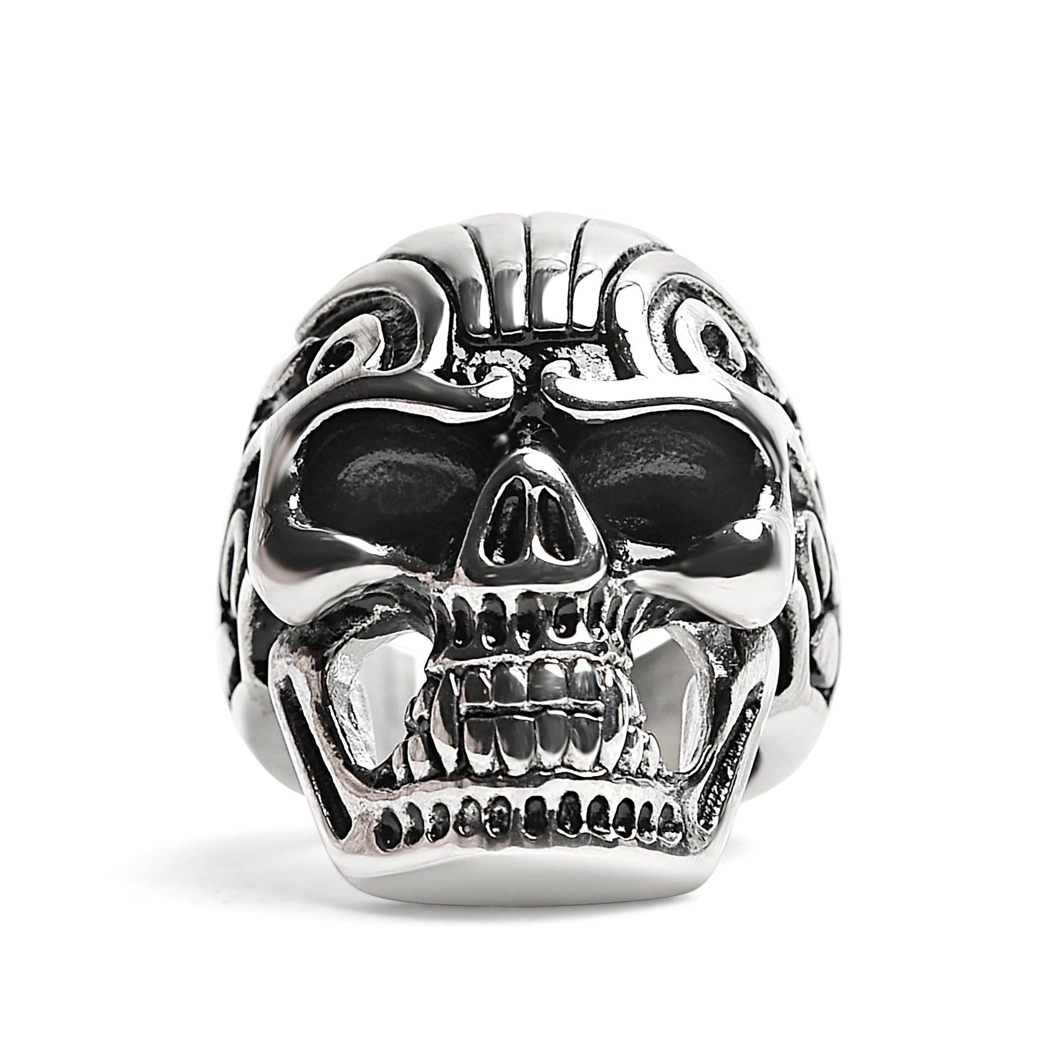 Anillo de Calavera Detallado de Acero Inoxidable: 9