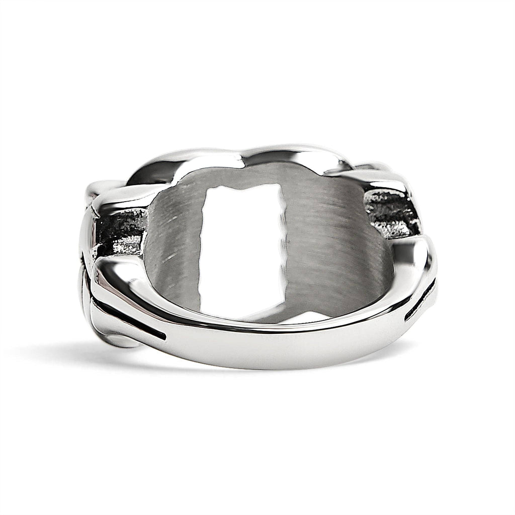 Anillo de acero inoxidable pulido con forma de corazón agarrado por hueso: 8