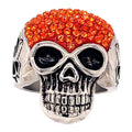 Anillo de acero inoxidable con calavera con pequeños detalles en circonitas cúbicas naranjas: 10