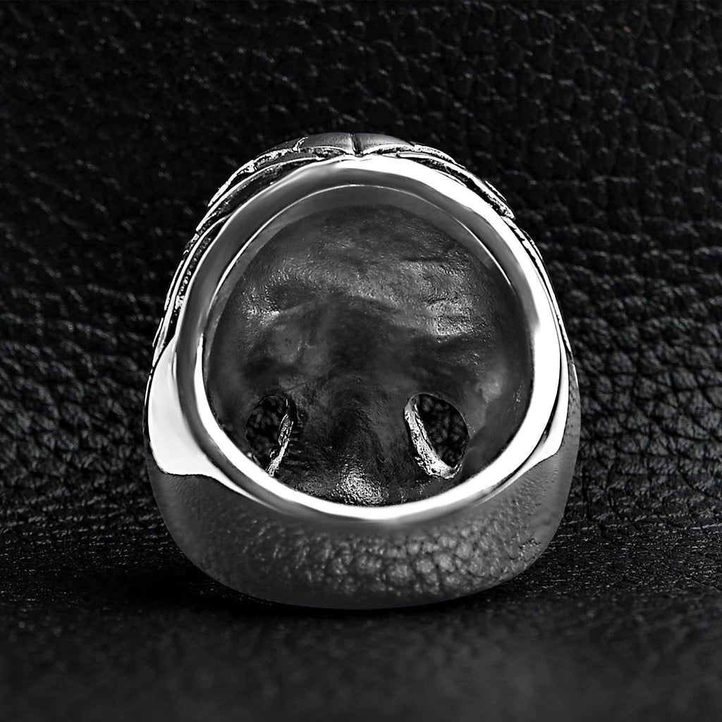 Anillo de Calavera Detallado de Acero Inoxidable: 9