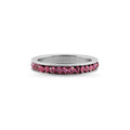 Anillo plano de acero inoxidable altamente pulido con centro de circonita cúbica rosa: 6 / 3mm
