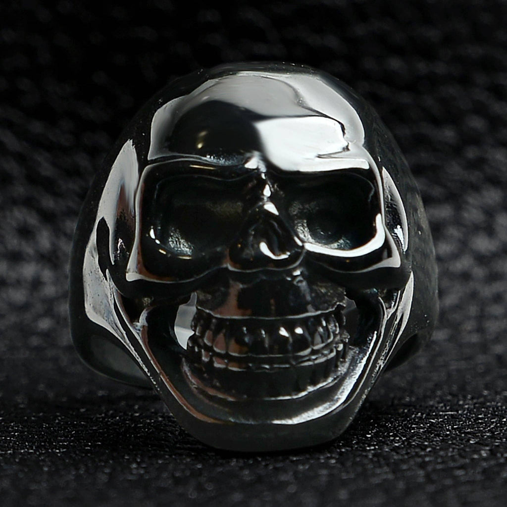 Anillo de Acero Inoxidable con Calavera Negra Sonriente: 9