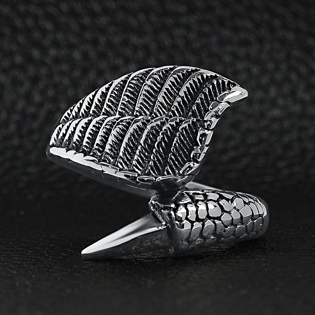 Anillo de acero inoxidable con garra de dragón y ala de ángel: 10