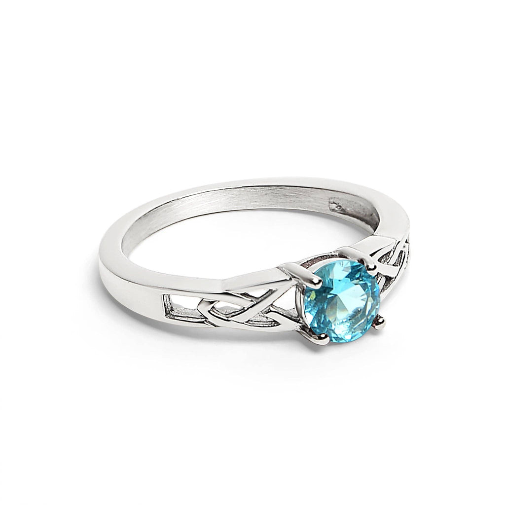 Anillo céltico con piedra de nacimiento de circonita cúbica en acero inoxidable: Julio / 9