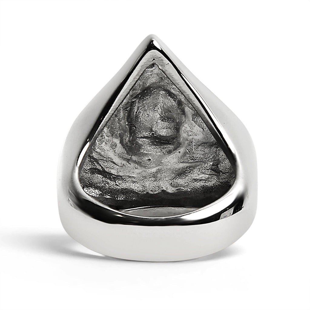 Anillo de acero inoxidable pulido con forma de calavera de espadas: 8