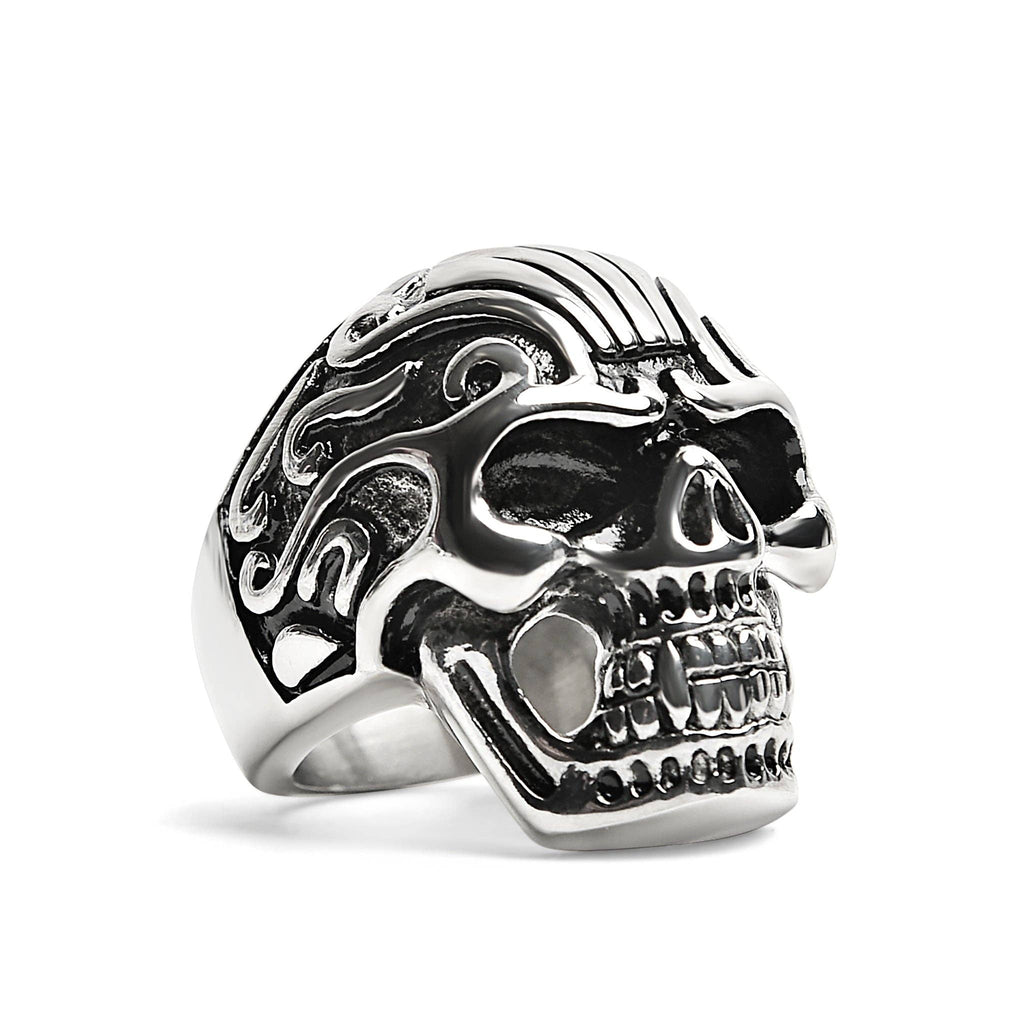 Anillo de Calavera Detallado de Acero Inoxidable: 9