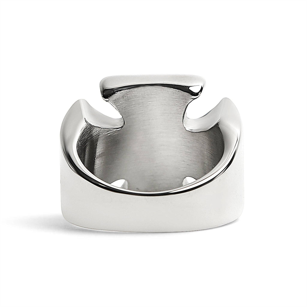 Anillo de acero inoxidable con forma de cruz maltesa con calavera pulida: 10