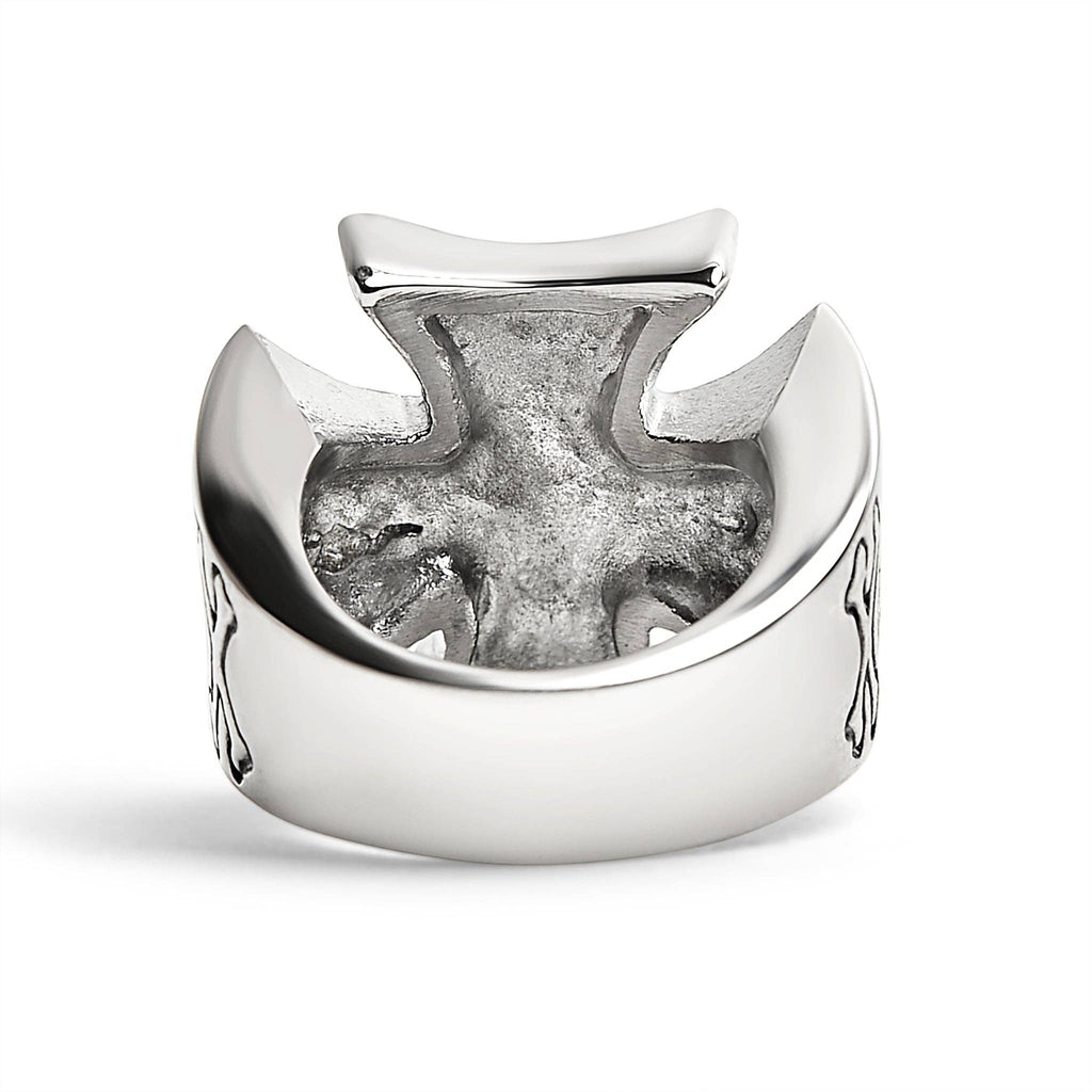 Anillo grande de acero inoxidable con forma de calavera de 13 pulgadas en forma de cruz maltesa: 10