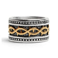 Anillo de acero inoxidable tribal detallado con revestimiento de PVD de oro de 18 quilates: 7