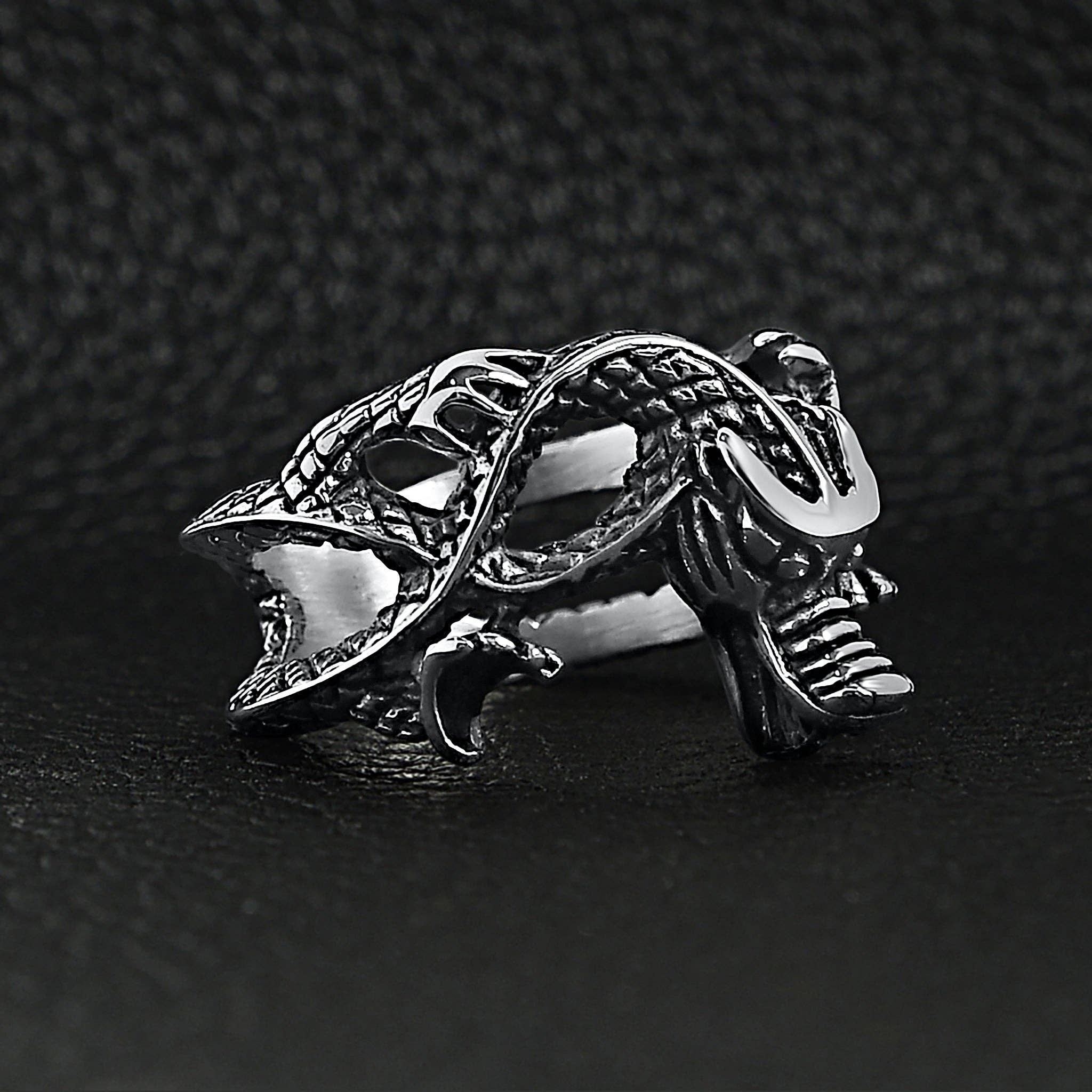 Anillo de dragón oriental de acero inoxidable: 14