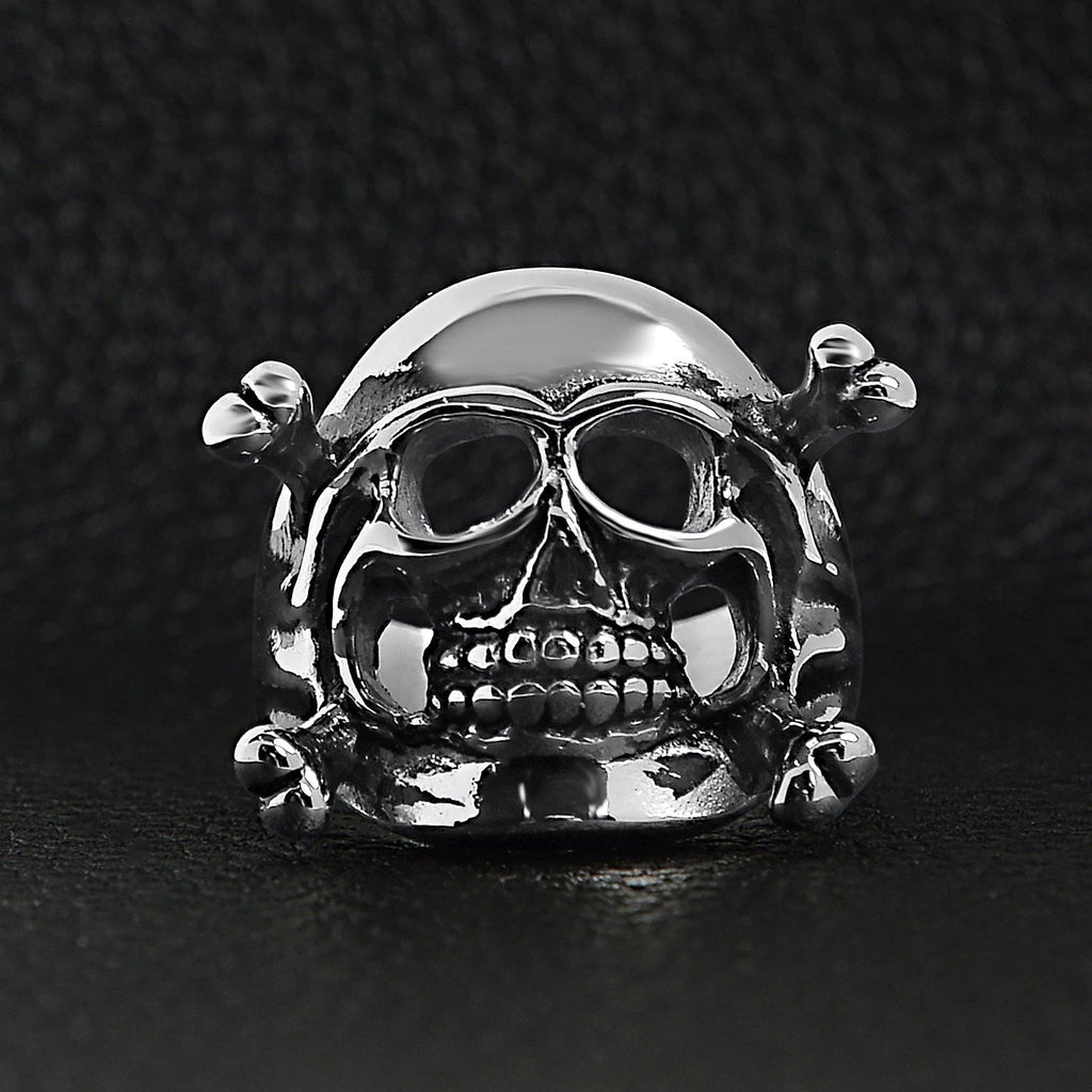 Anillo de acero inoxidable con calavera y tibias cruzadas: 8
