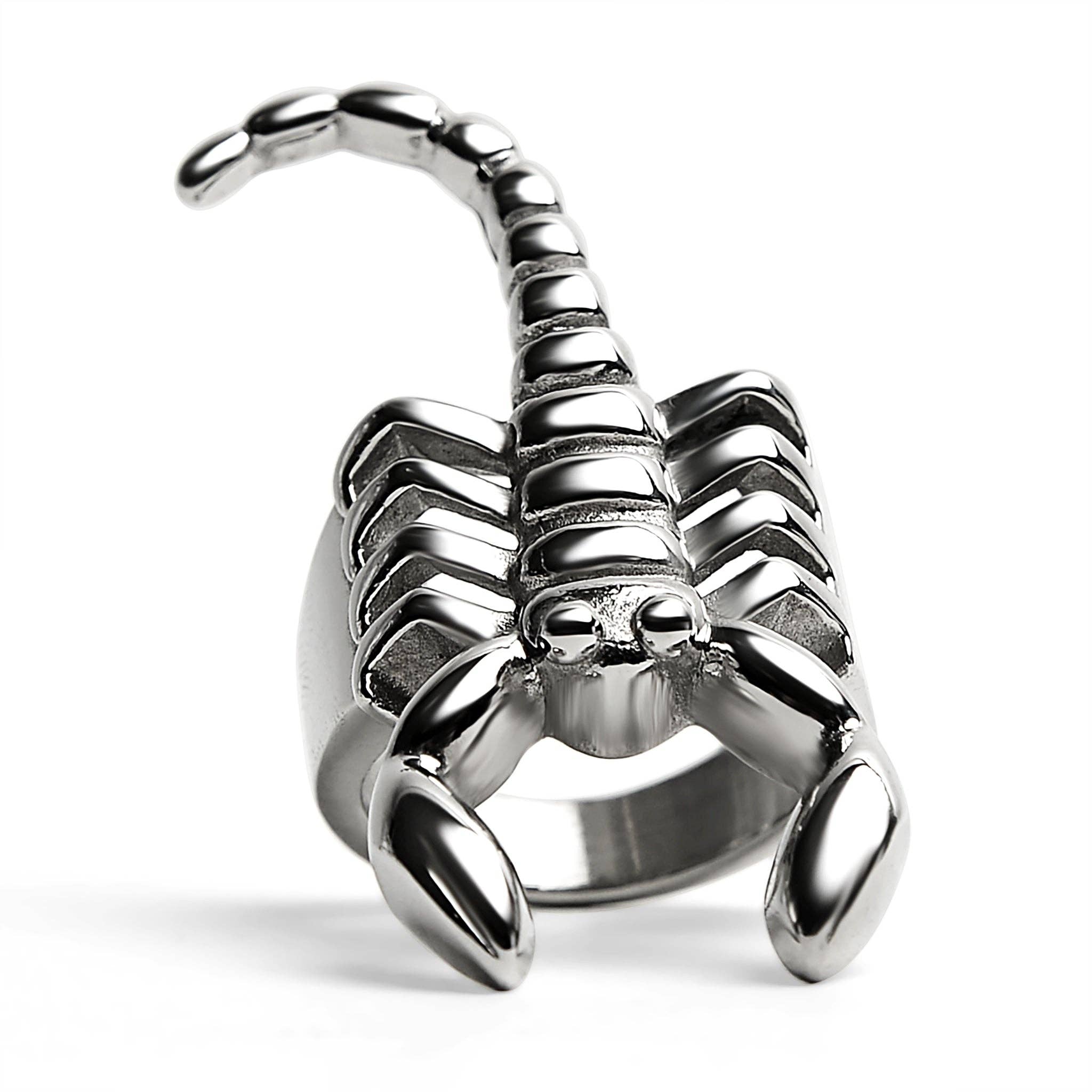 Anillo de acero inoxidable con revestimiento PVD en forma de escorpión para hombre: Acero inoxidable / 10