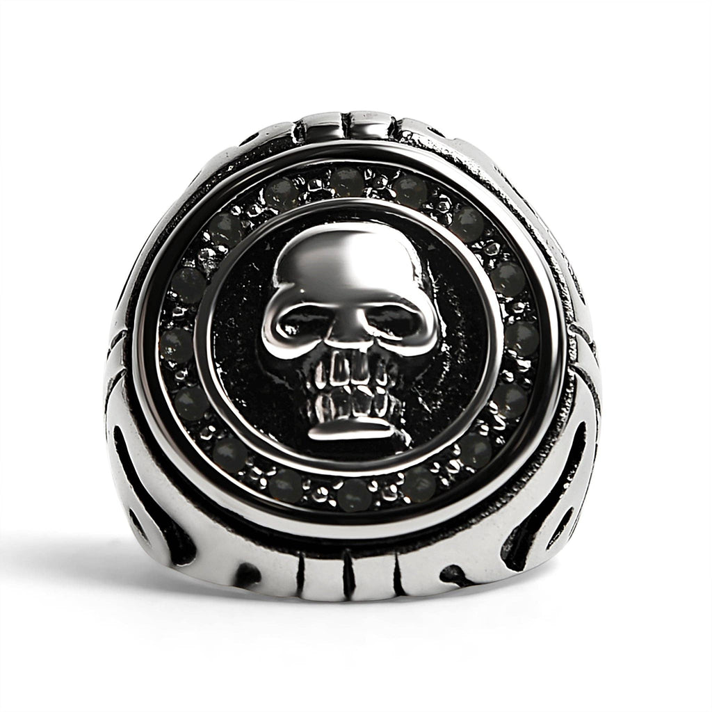 Anillo de acero inoxidable con forma de calavera de filigrana grande: 11