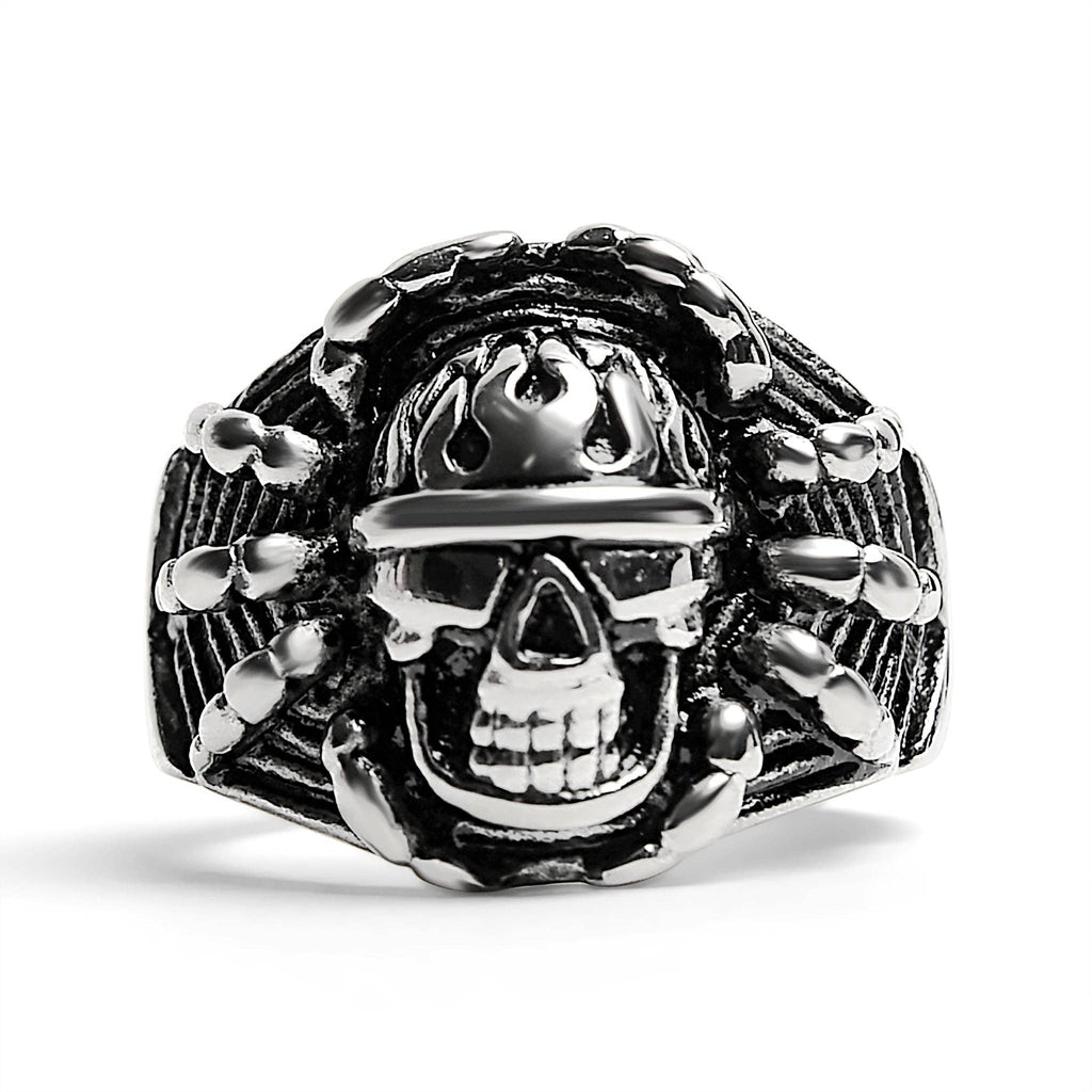 Anillo de acero inoxidable con forma de calavera con detalle pulido: 8
