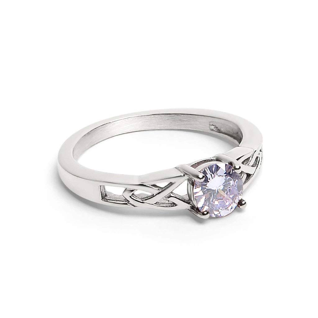 Anillo céltico con piedra de nacimiento de circonita cúbica en acero inoxidable: Julio / 9