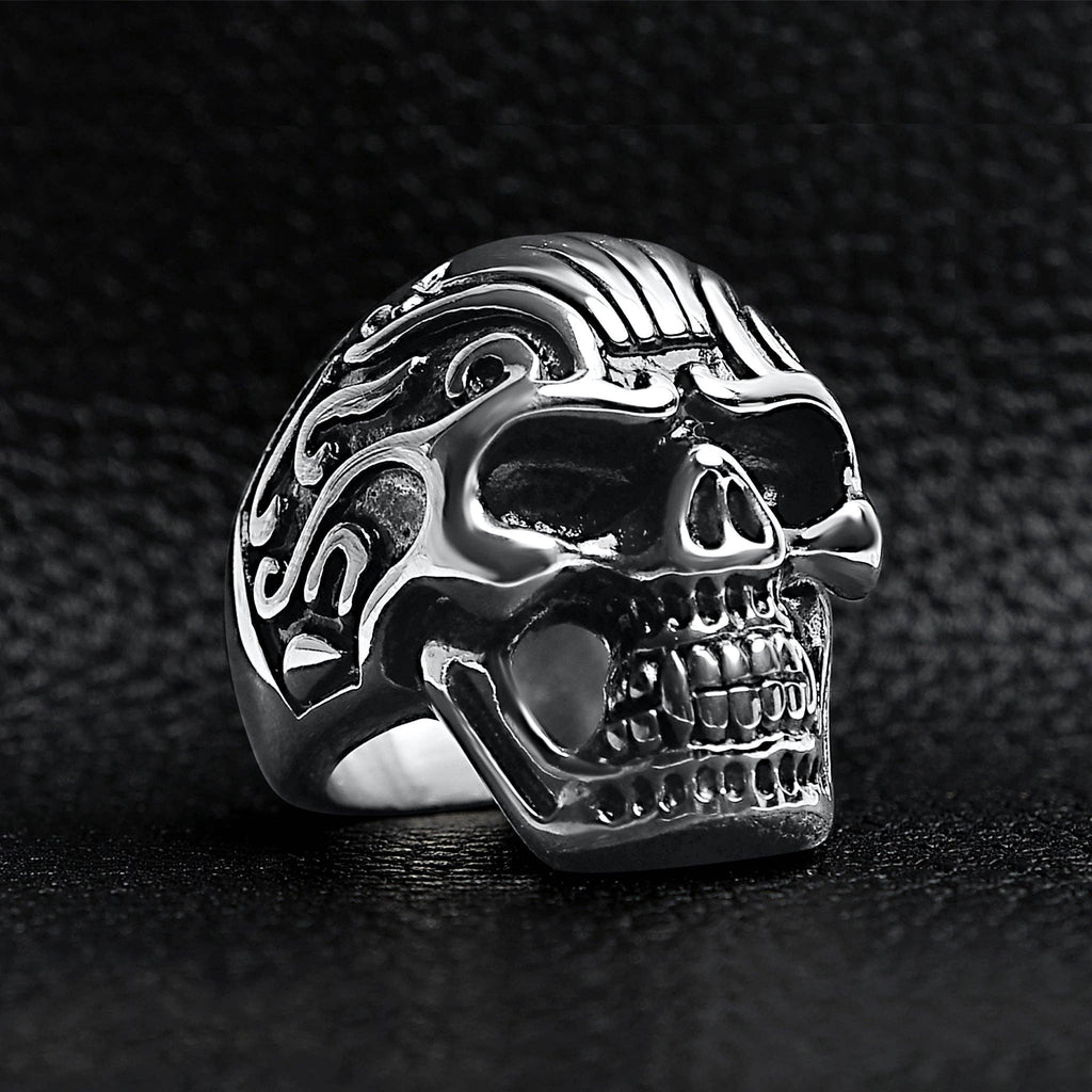 Anillo de Calavera Detallado de Acero Inoxidable: 9