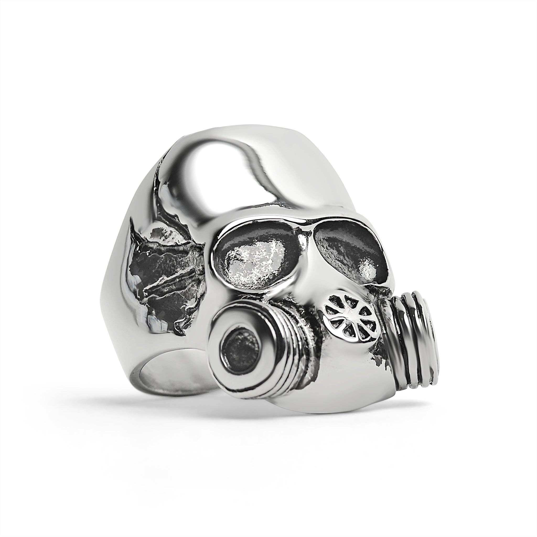 Anillo de calavera con máscara de gas de acero inoxidable: 9