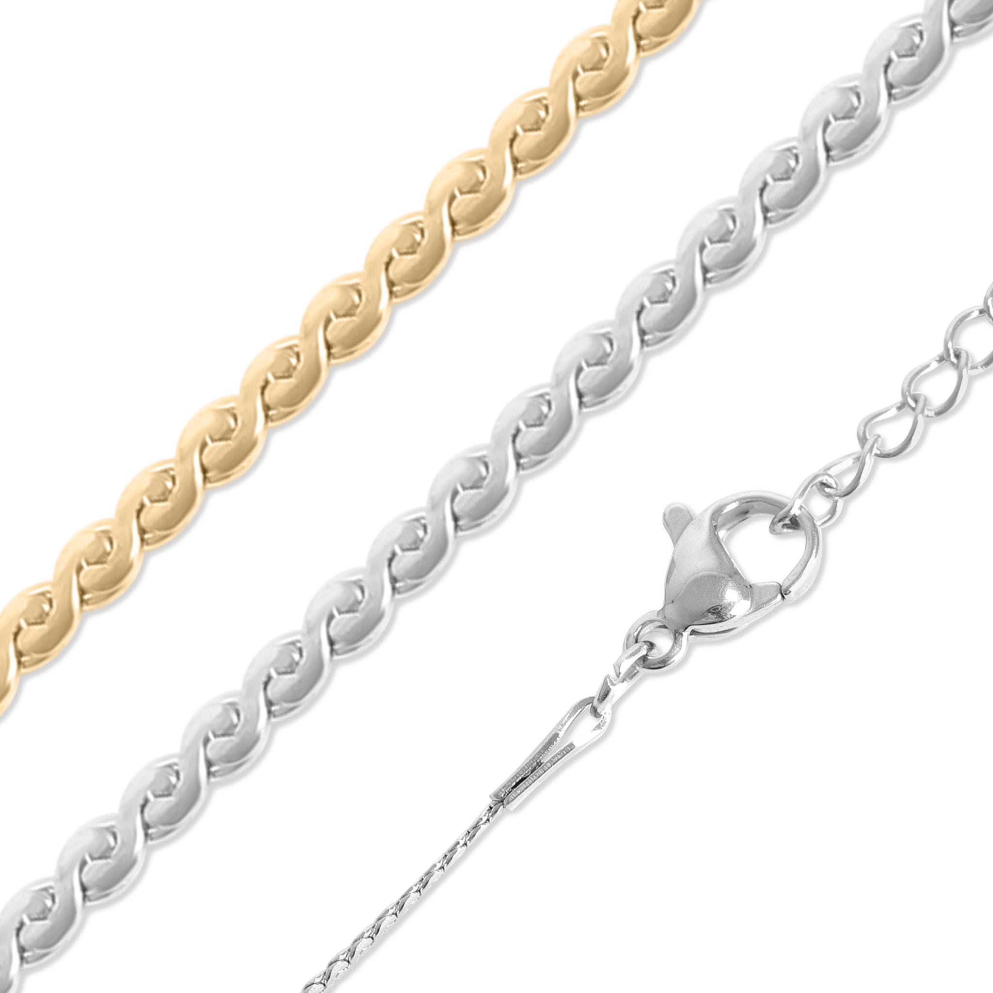 Collar cadena serpentina de acero inoxidable con PVD de oro 18K: Acero inoxidable / 20+2"