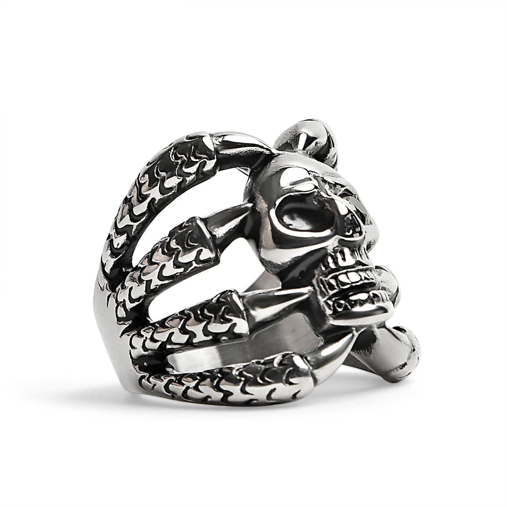 Anillo de acero inoxidable con forma de calavera con forma de circonita cúbica roja: 10