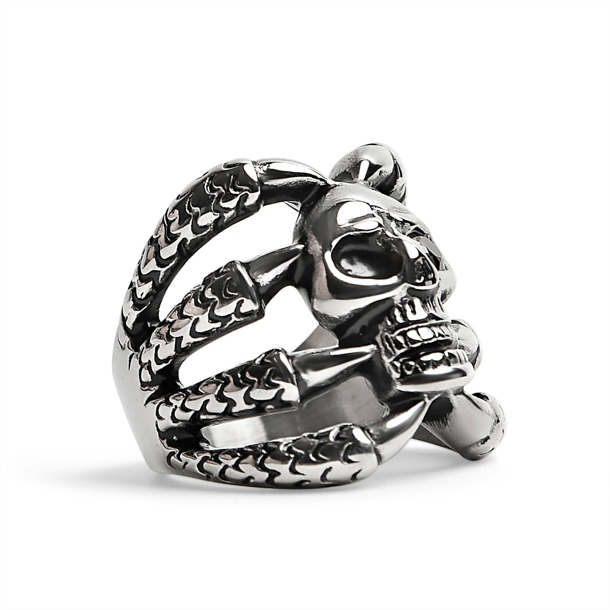 Anillo de acero inoxidable con forma de calavera con forma de circonita cúbica roja: 10
