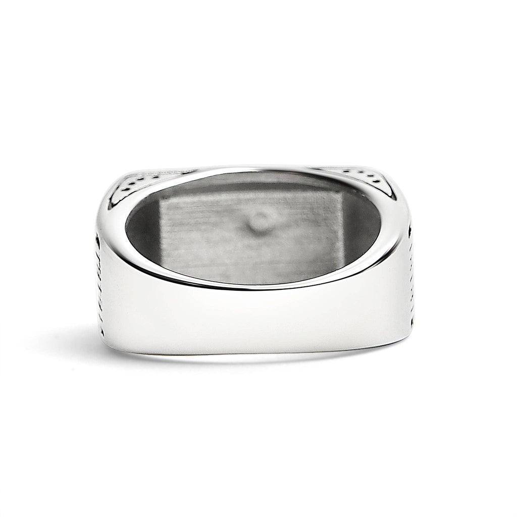 Anillo de acero inoxidable con forma de cruz detallada: 14