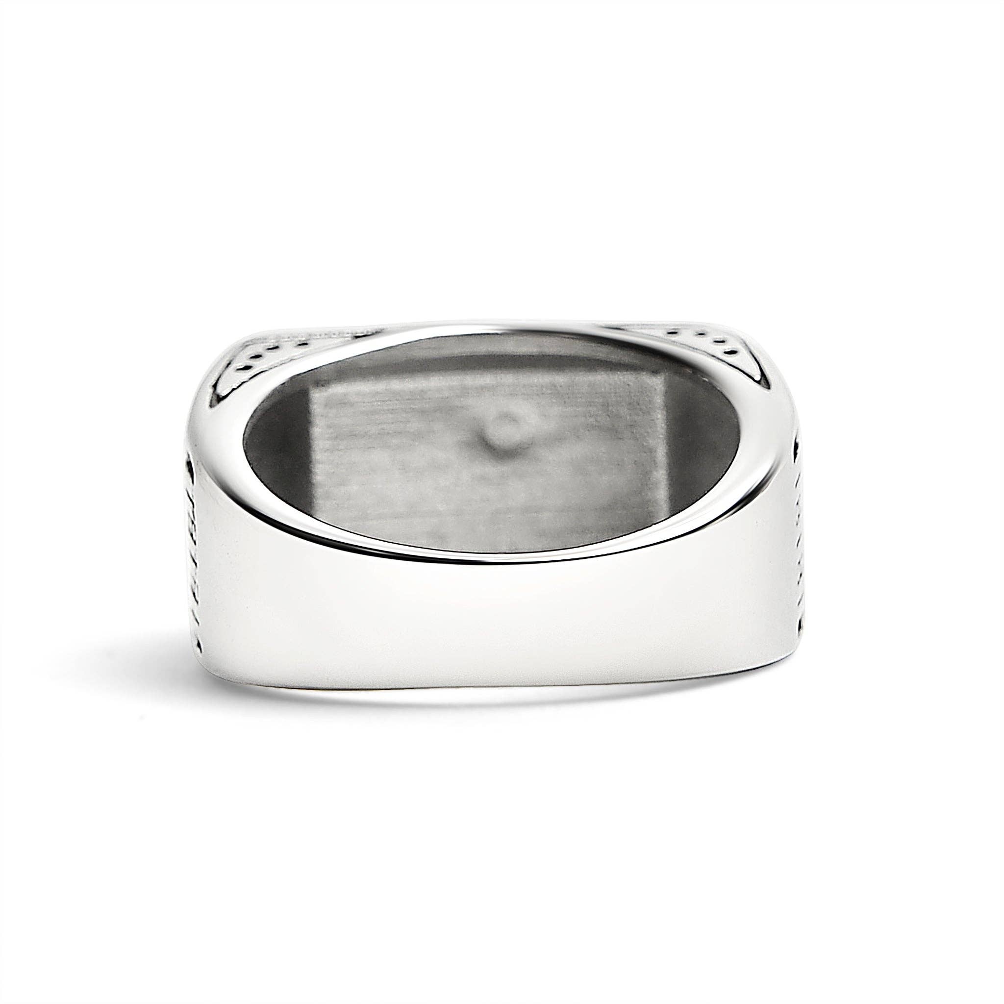 Anillo de acero inoxidable con forma de cruz detallada: 14