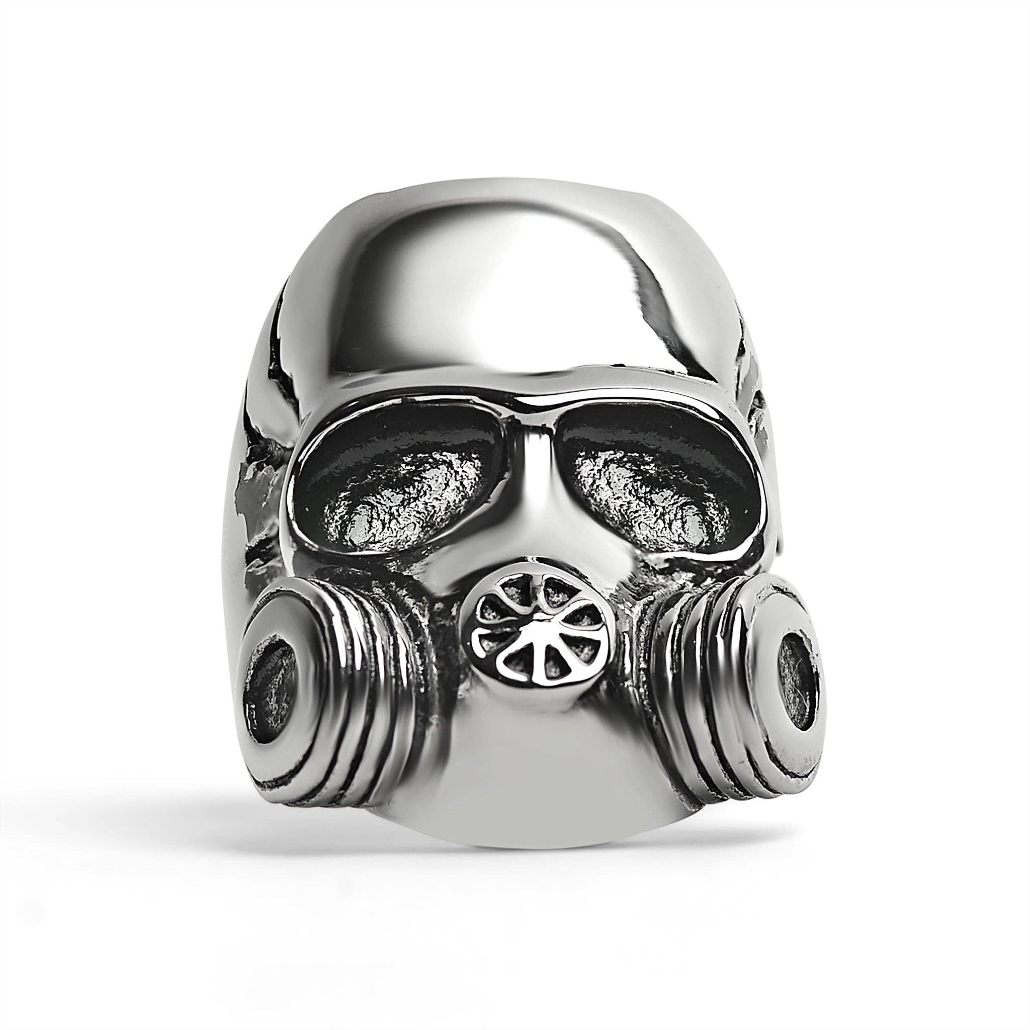 Anillo de calavera con máscara de gas de acero inoxidable: 9