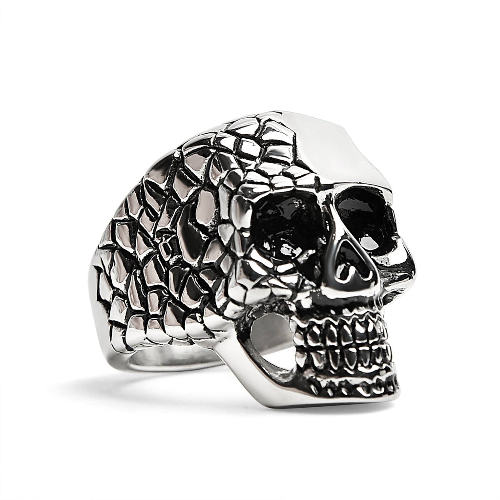 Anillo detallado de acero inoxidable con forma de calavera: 8