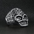 Anillo de calavera de acero inoxidable con estampado de flor de lis: 9