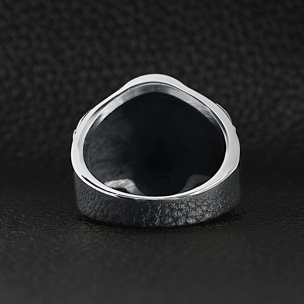 Anillo con tres calaveras agrietadas y pulidas de acero inoxidable: 6