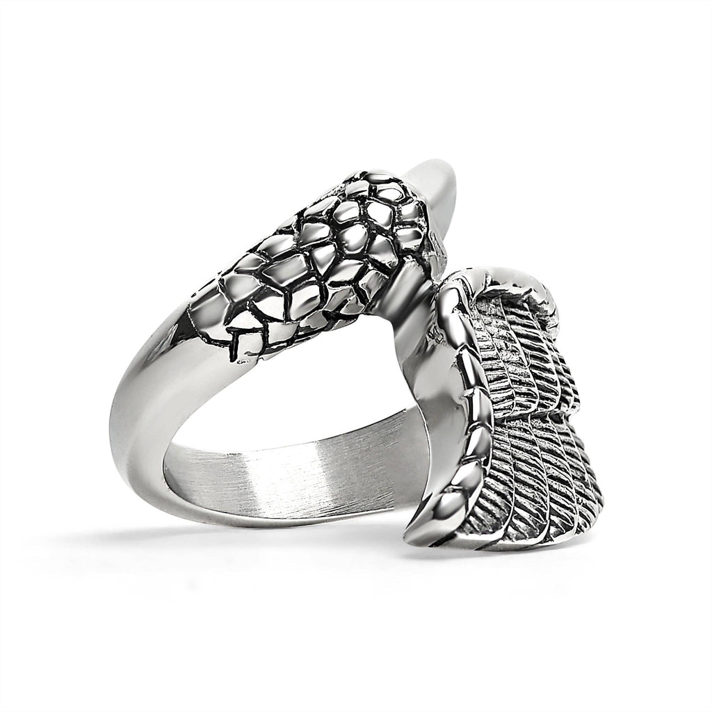 Anillo de acero inoxidable con garra de dragón y ala de ángel: 10