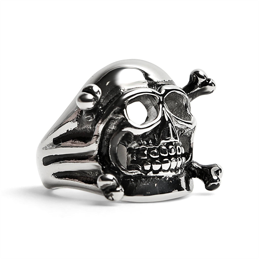 Anillo de acero inoxidable con calavera y tibias cruzadas: 8
