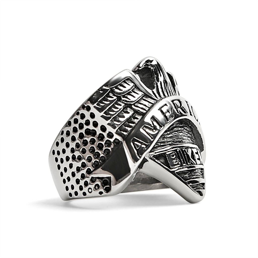 Anillo de acero inoxidable « AMERICAN BIKER » con águila: 10